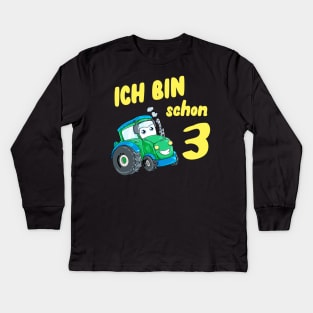 Kinder Traktor 3. Geburtstag Jungen Trekker Kids Long Sleeve T-Shirt